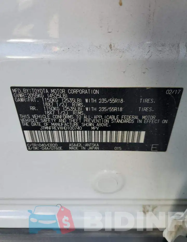 JTMNFREVXHD100740 Photo# 12