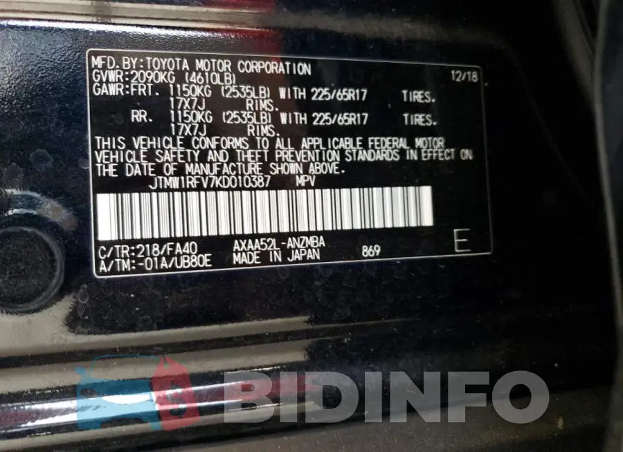 JTMW1RFV7KD010387 Photo# 12