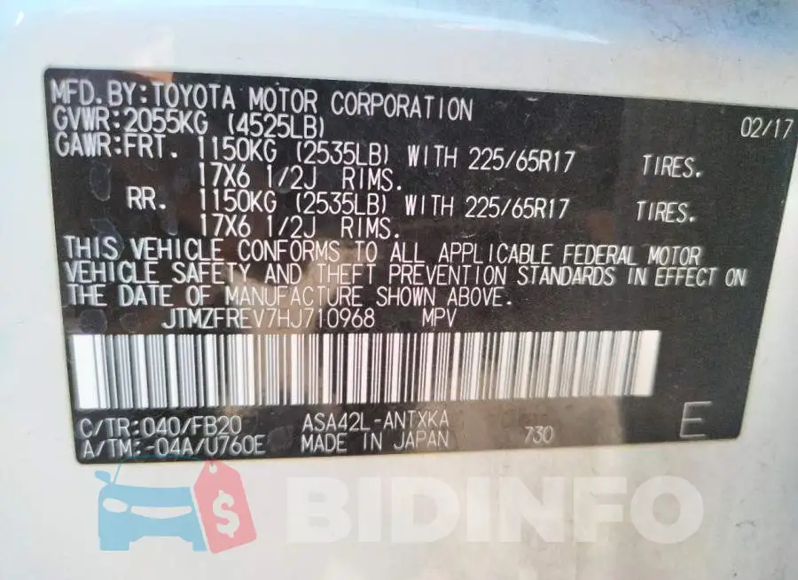 JTMZFREV7HJ710968 Photo# 12