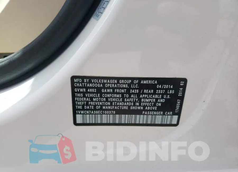 1VWCN7A38EC100379 Photo# 12