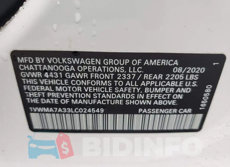 1VWMA7A33LC024549 Photo# 12