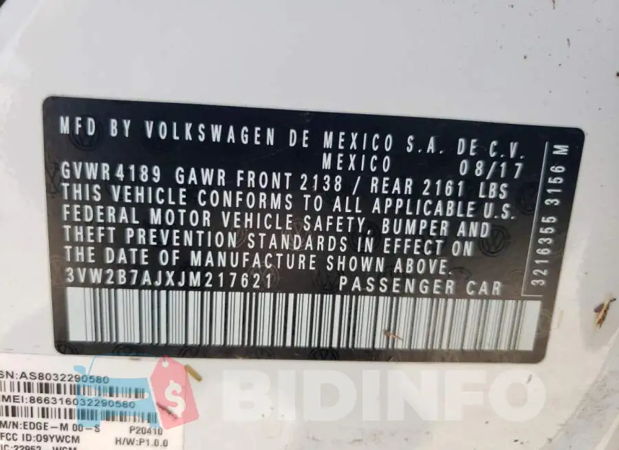 3VW2B7AJXJM217621 Photo# 12