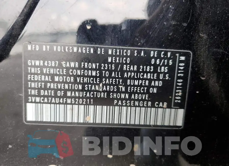 3VWCA7AU4FM520211 Photo# 12
