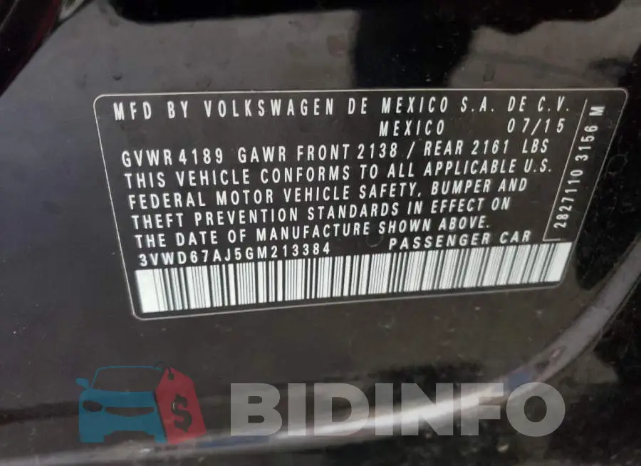 3VWD67AJ5GM213384 Photo# 12
