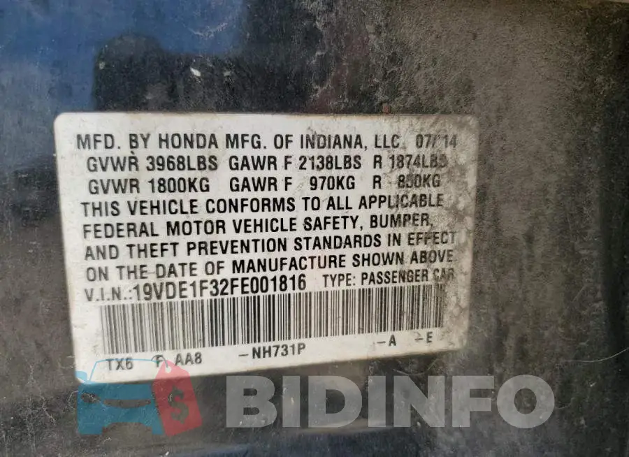 19VDE1F32FE001816 Photo# 12