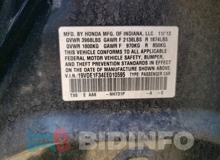 19VDE1F34EE010595 Photo# 13
