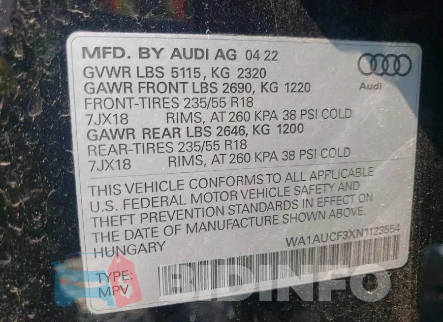 WA1AUCF3XN1123554 Photo# 12