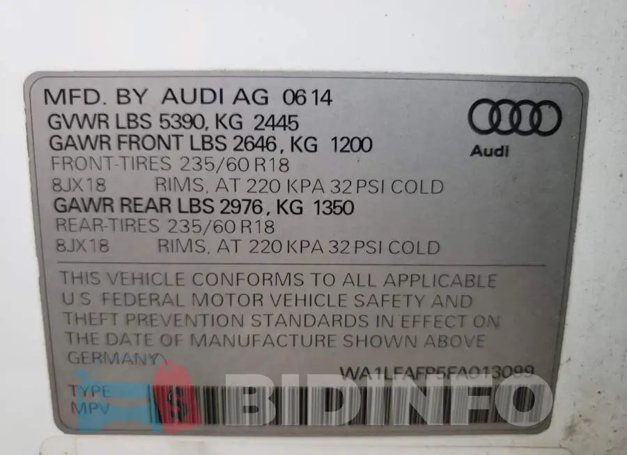 WA1LFAFP5FA013099 Photo# 14