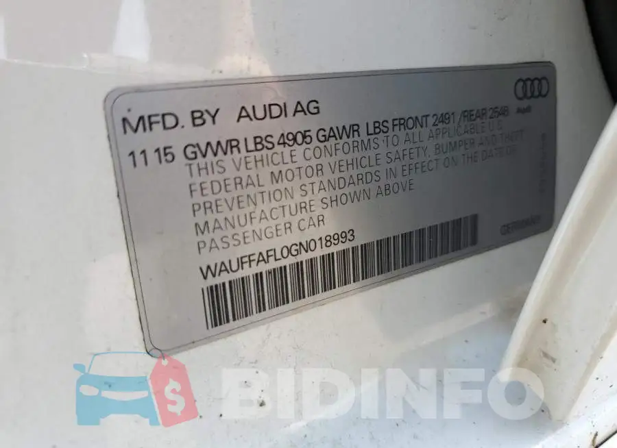 WAUFFAFL0GN018993 Photo# 12