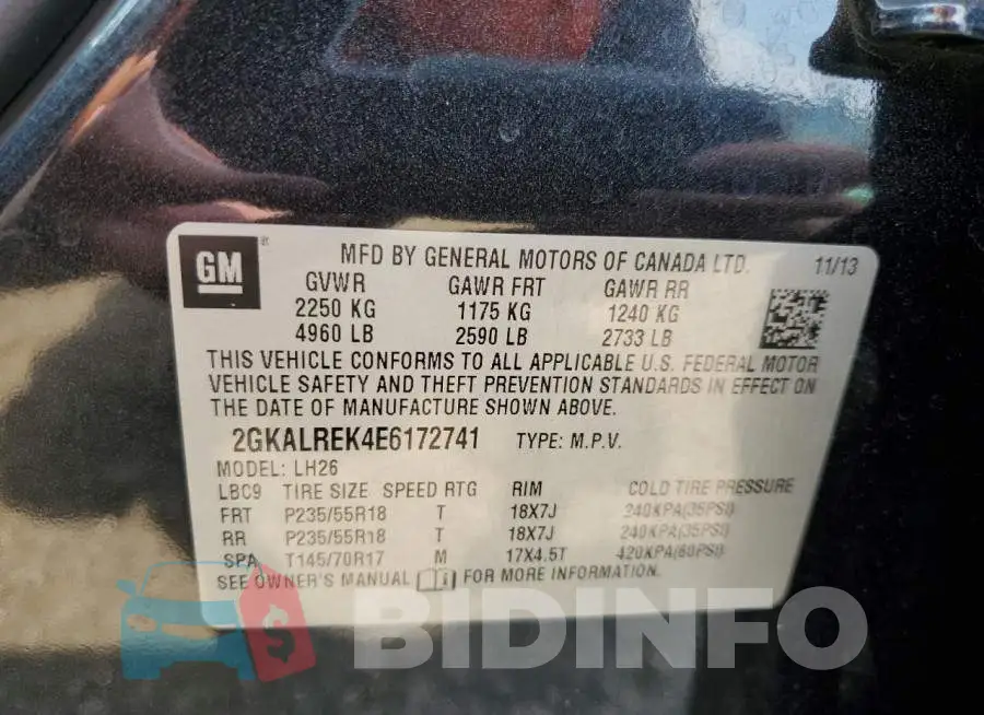 2GKALREK4E6172741 Photo# 13