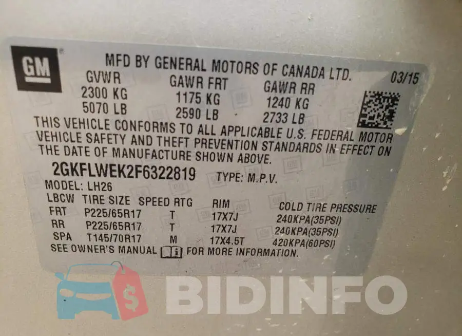 2GKFLWEK2F6322819 Photo# 13