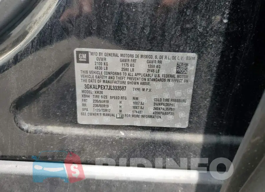 3GKALPEX7JL333587 Photo# 14