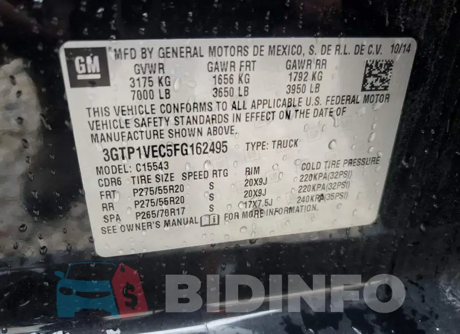 3GTP1VEC5FG162495 Photo# 13