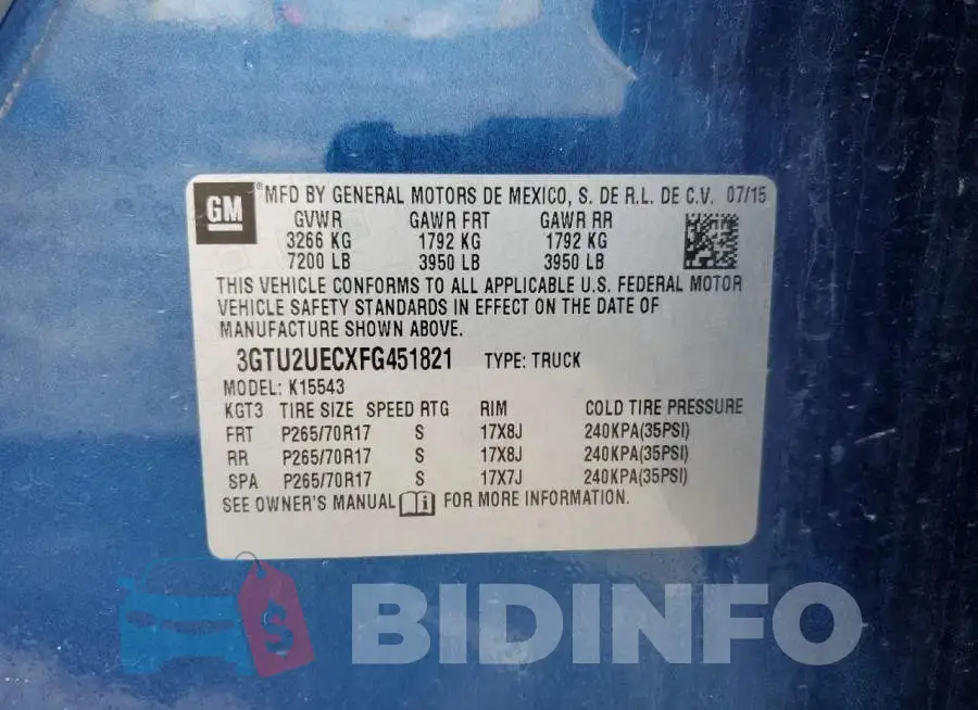 3GTU2UECXFG451821 Photo# 13