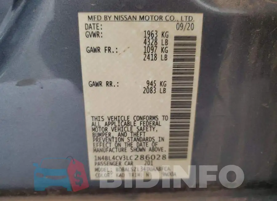 1N4BL4CV3LC286028 Photo# 12