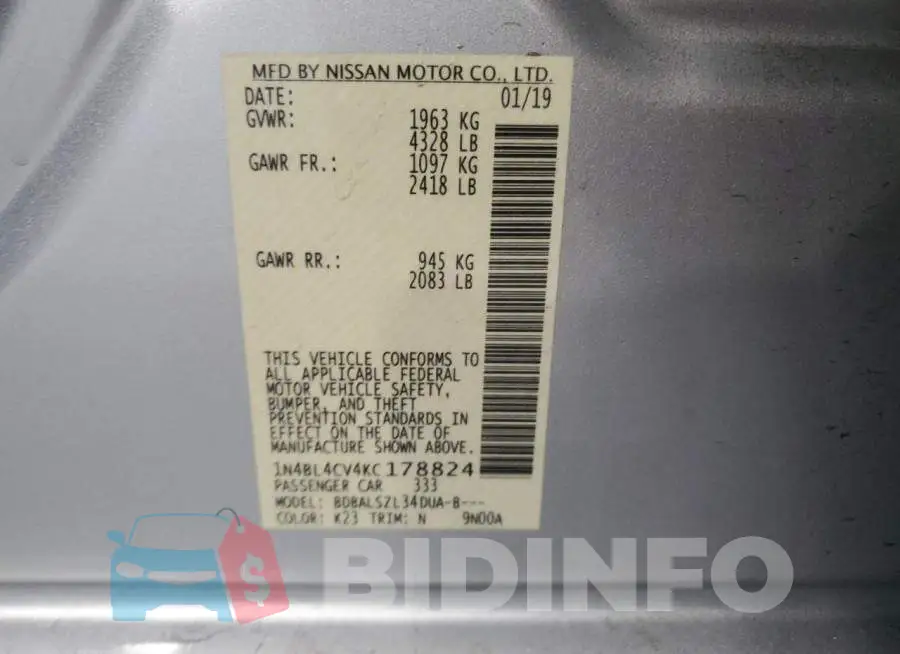 1N4BL4CV4KC178824 Photo# 12
