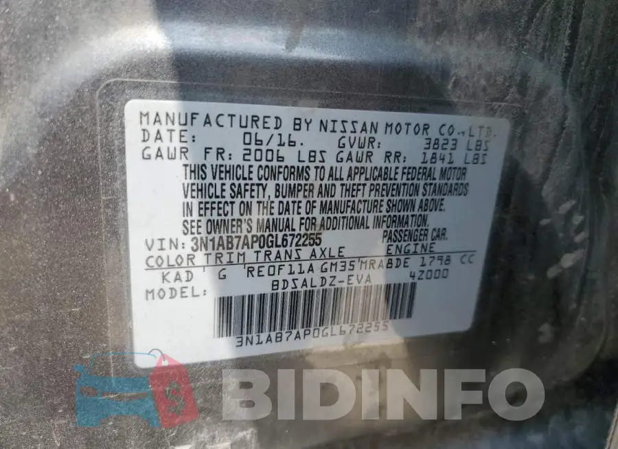 3N1AB7AP0GL672255 Photo# 12