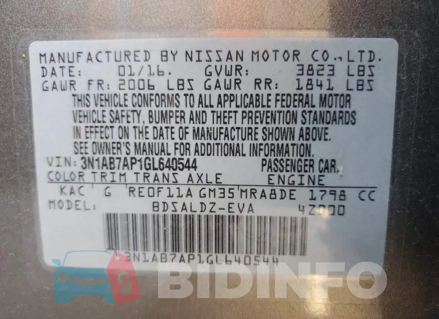 3N1AB7AP1GL640544 Photo# 12