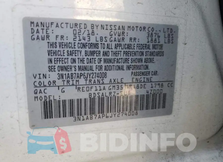 3N1AB7AP6JY274008 Photo# 13