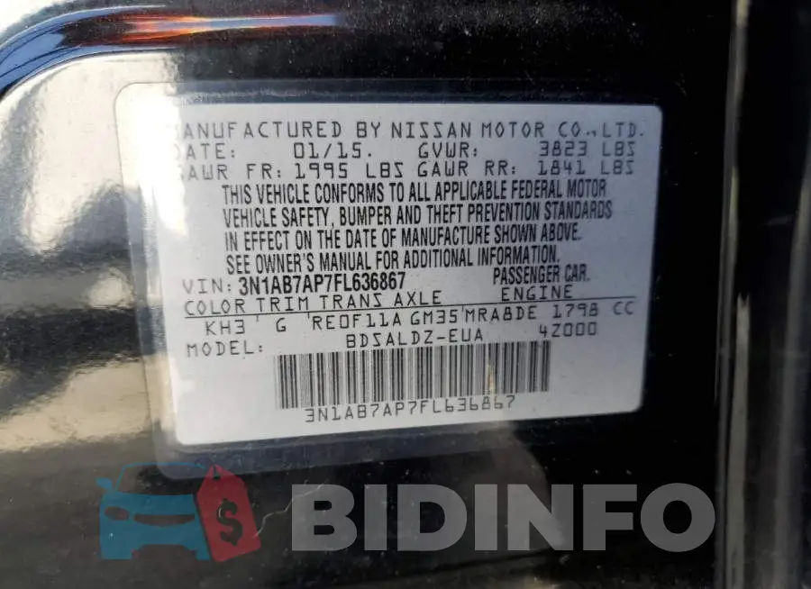 3N1AB7AP7FL636867 Photo# 12