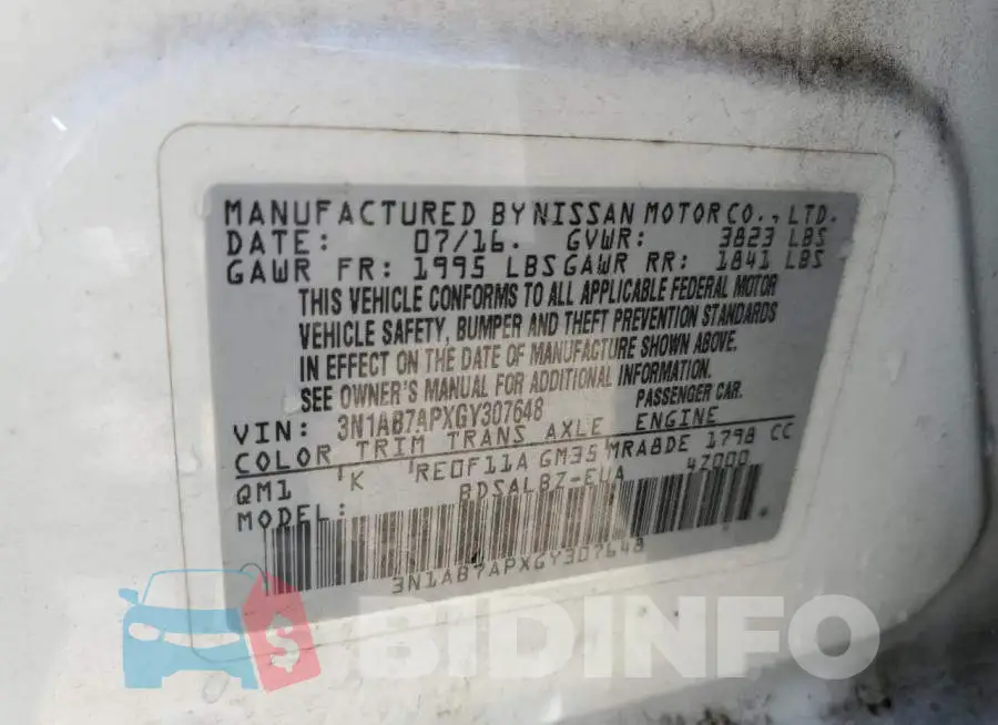 3N1AB7APXGY307648 Photo# 12