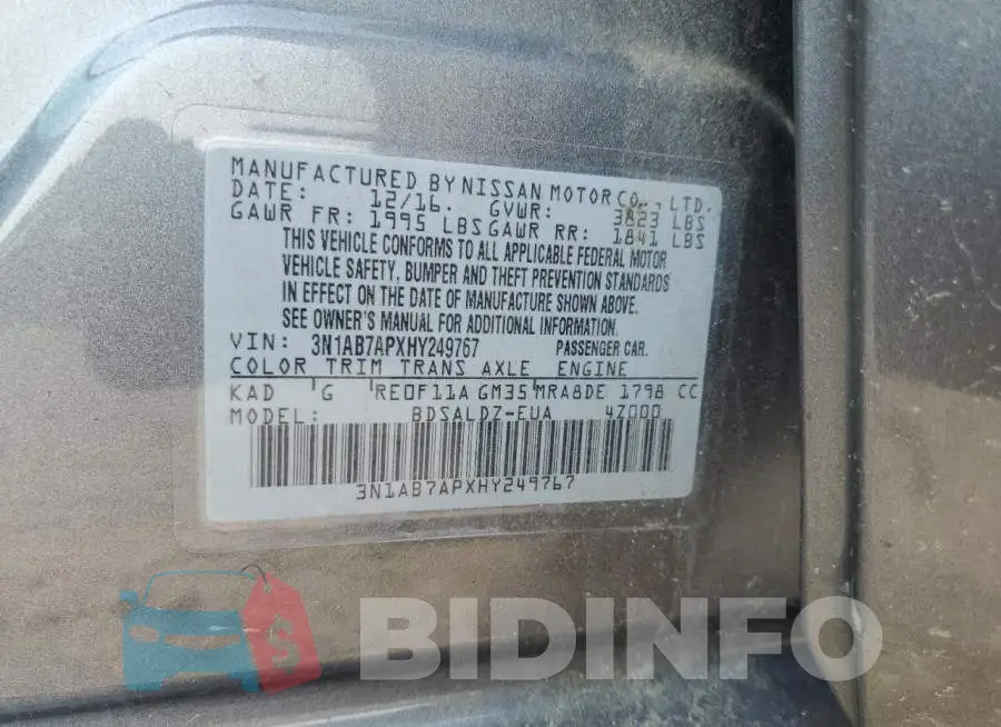 3N1AB7APXHY249767 Photo# 12