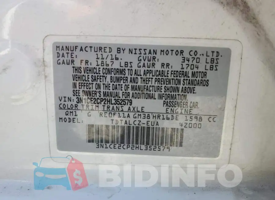 3N1CE2CP2HL352579 Photo# 12