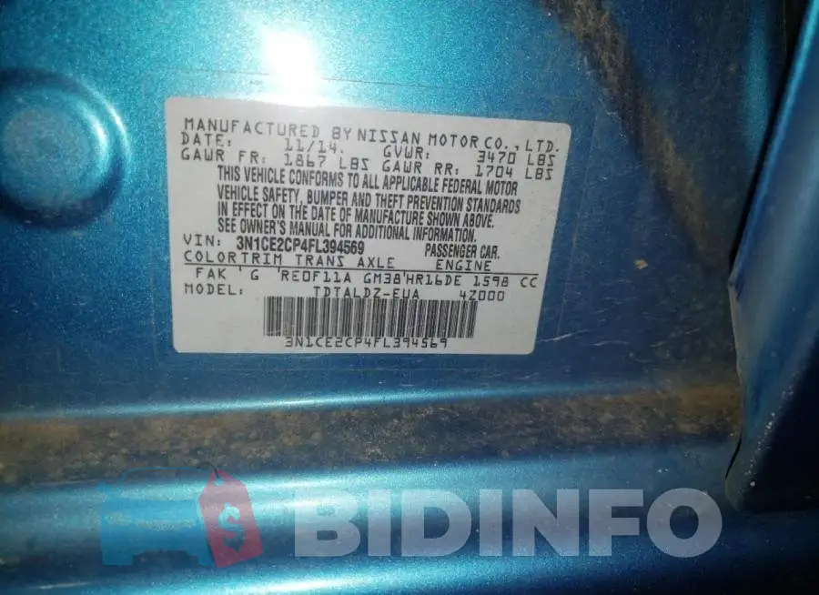 3N1CE2CP4FL394569 Photo# 12