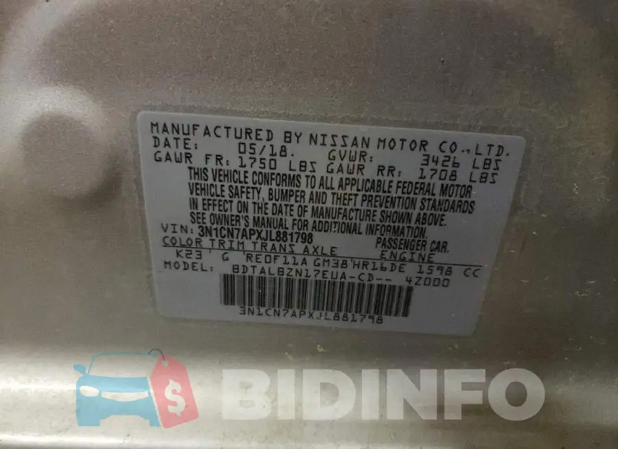 3N1CN7APXJL881798 Photo# 12