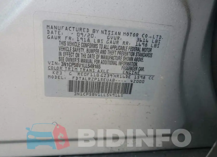 3N1CP5BV1LL549165 Photo# 13