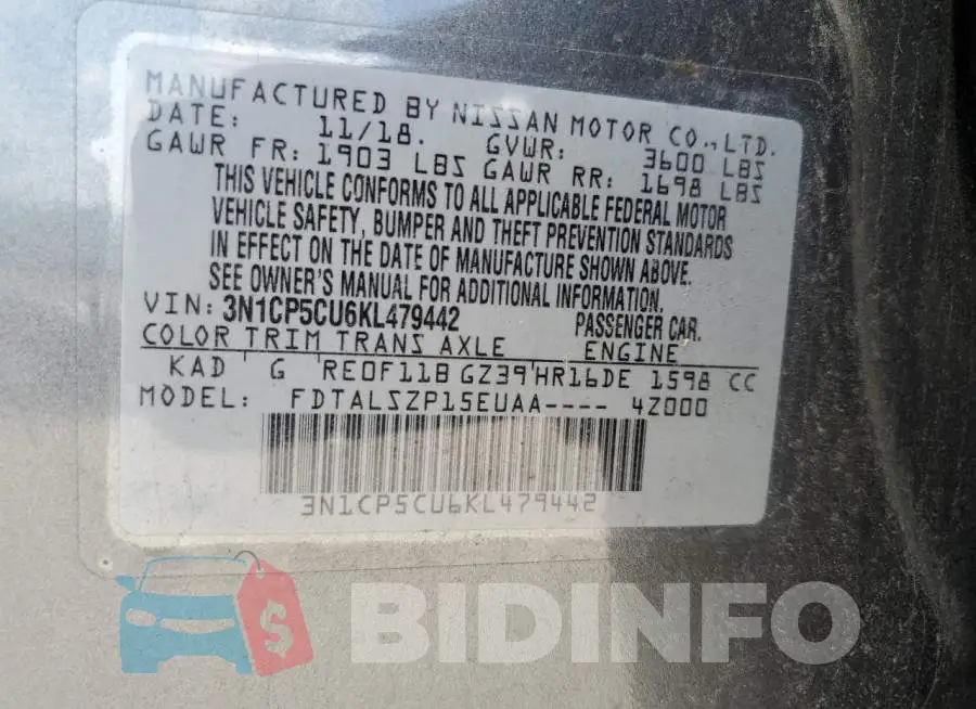3N1CP5CU6KL479442 Photo# 13