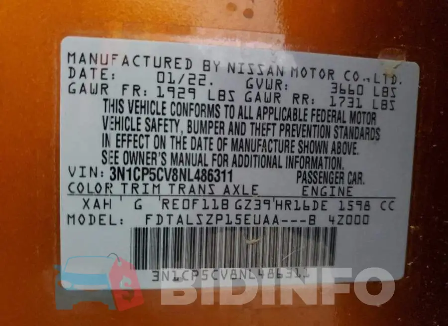 3N1CP5CV8NL486311 Photo# 14