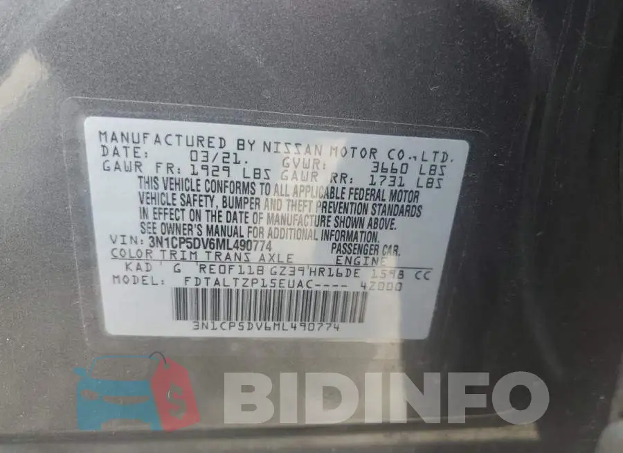 3N1CP5DV6ML490774 Photo# 13
