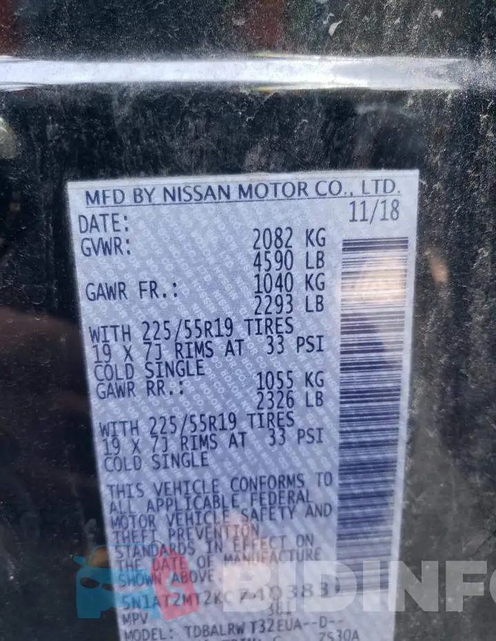 5N1AT2MT2KC740383 Photo# 13