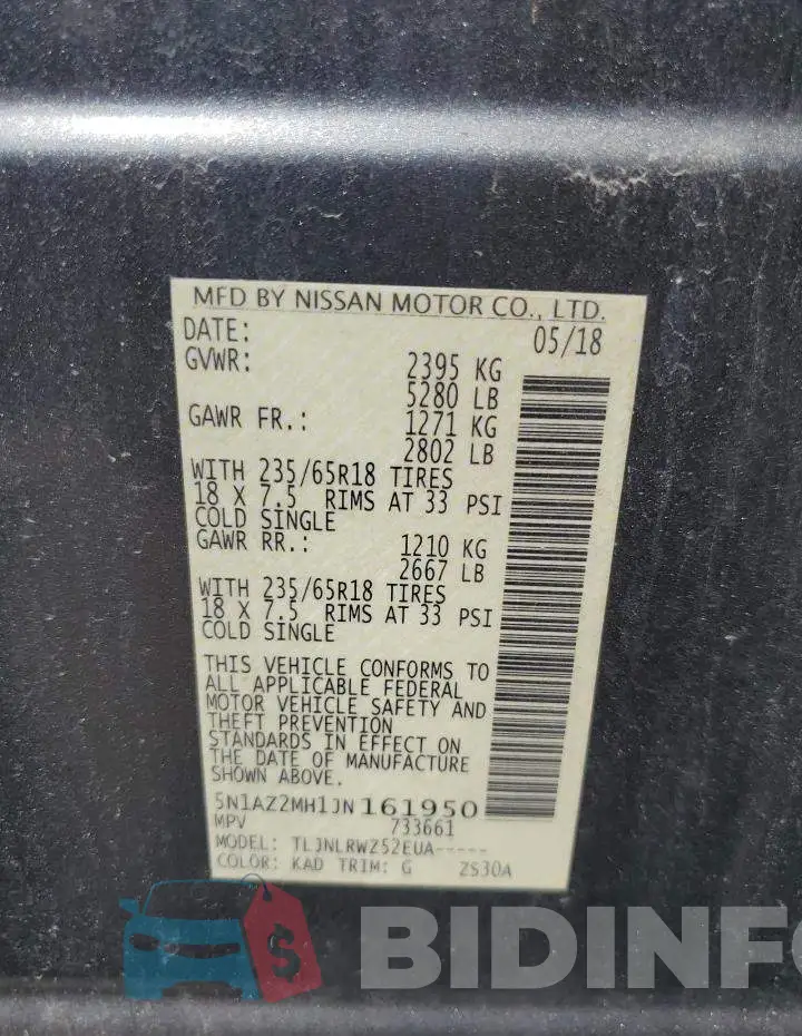5N1AZ2MH1JN161950 Photo# 13