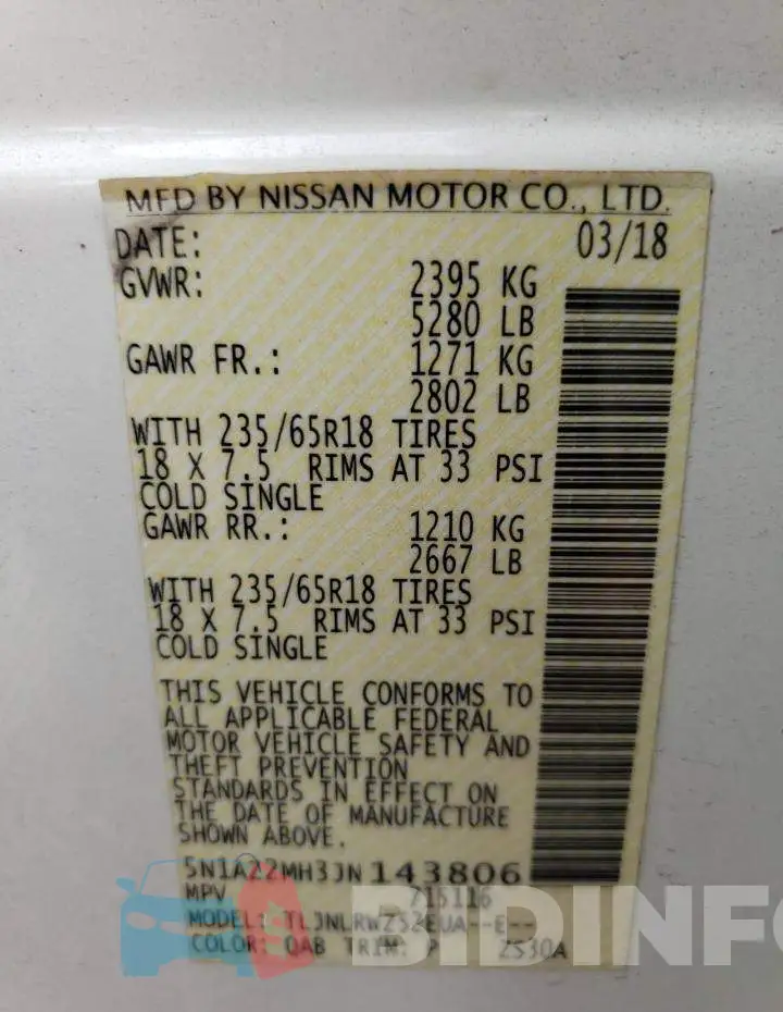 5N1AZ2MH3JN143806 Photo# 14