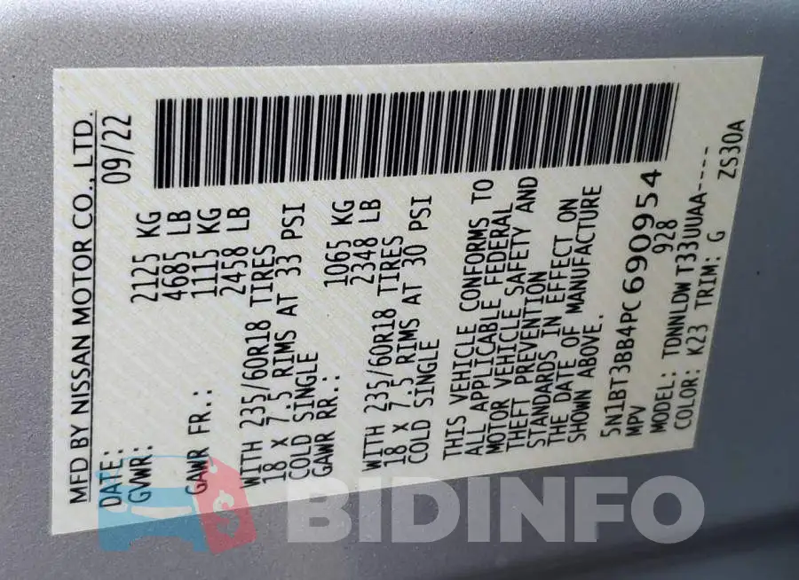5N1BT3BB4PC690954 Photo# 13