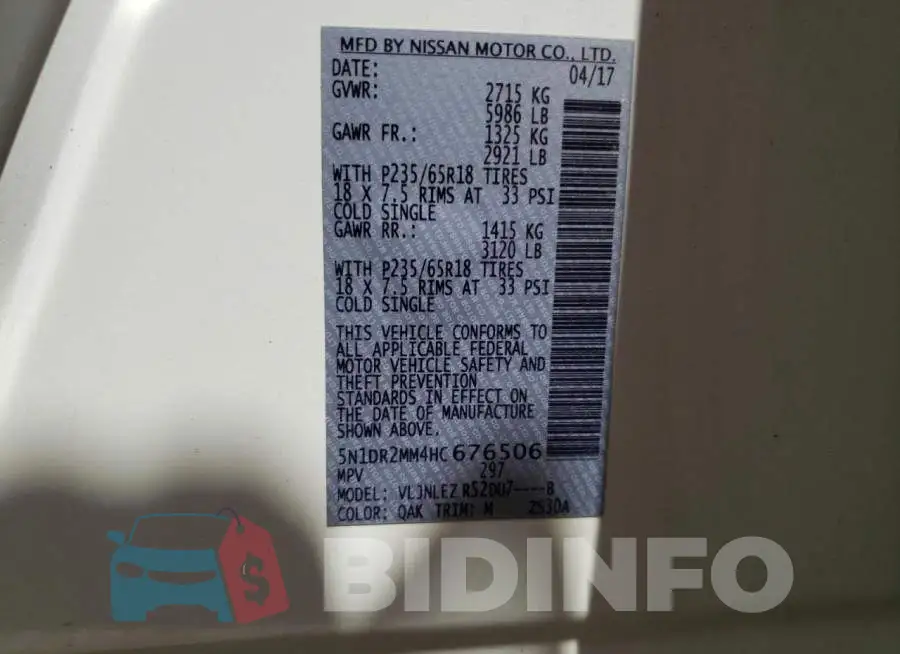5N1DR2MM4HC676506 Photo# 12