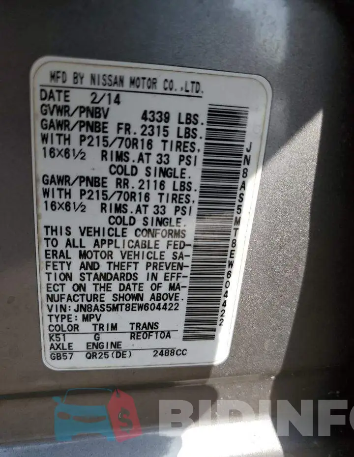 JN8AS5MT8EW604422 Photo# 13