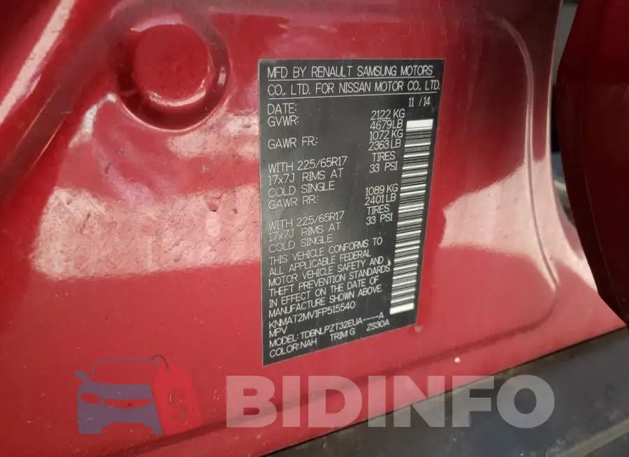 KNMAT2MV1FP515540 Photo# 13