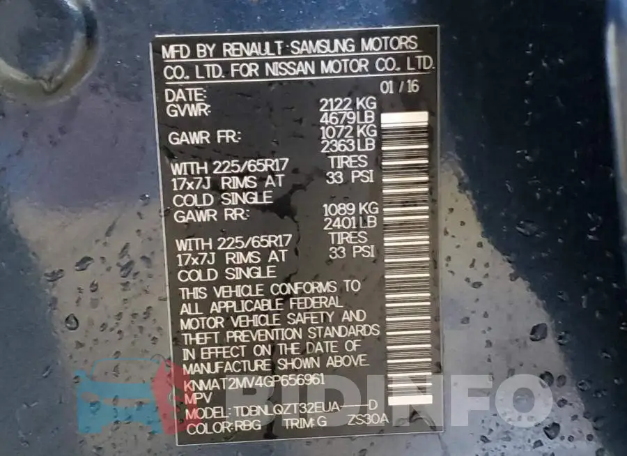 KNMAT2MV4GP656961 Photo# 13
