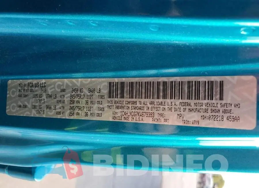 1C4HJXDG7KW679393 Photo# 12