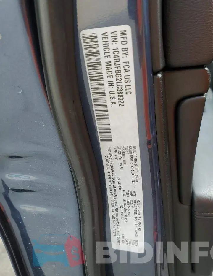 1C4RJFBG2LC388322 Photo# 12