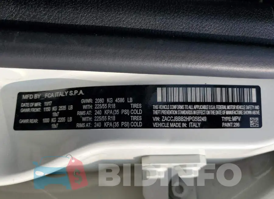 ZACCJBBB2HPG58249 Photo# 12