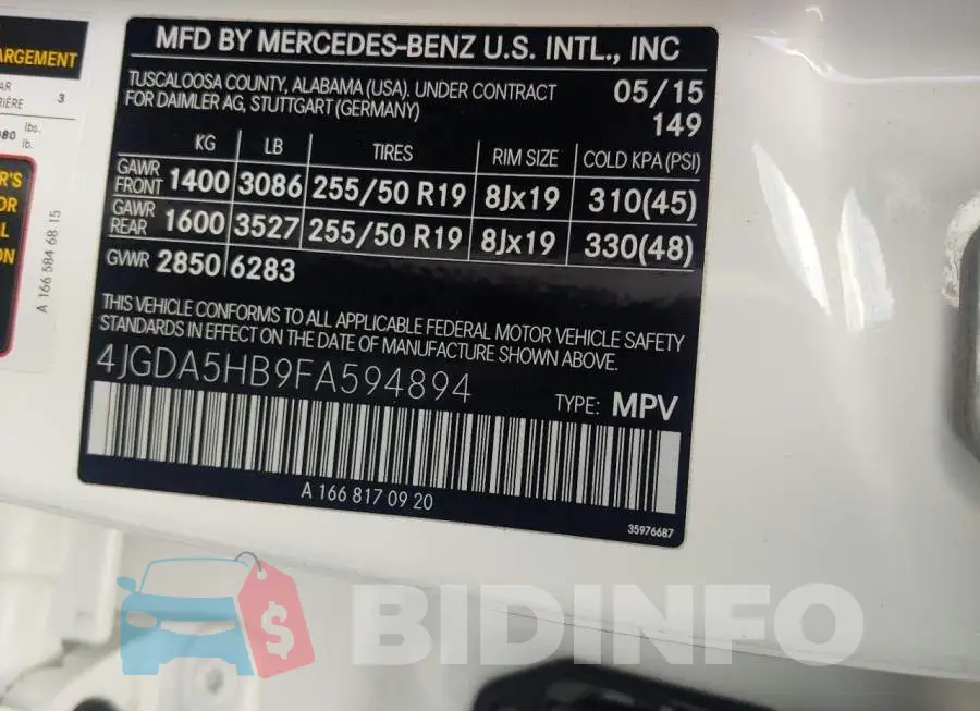 4JGDA5HB9FA594894 Photo# 10