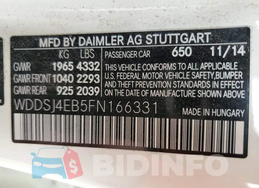 WDDSJ4EB5FN166331 Photo# 12