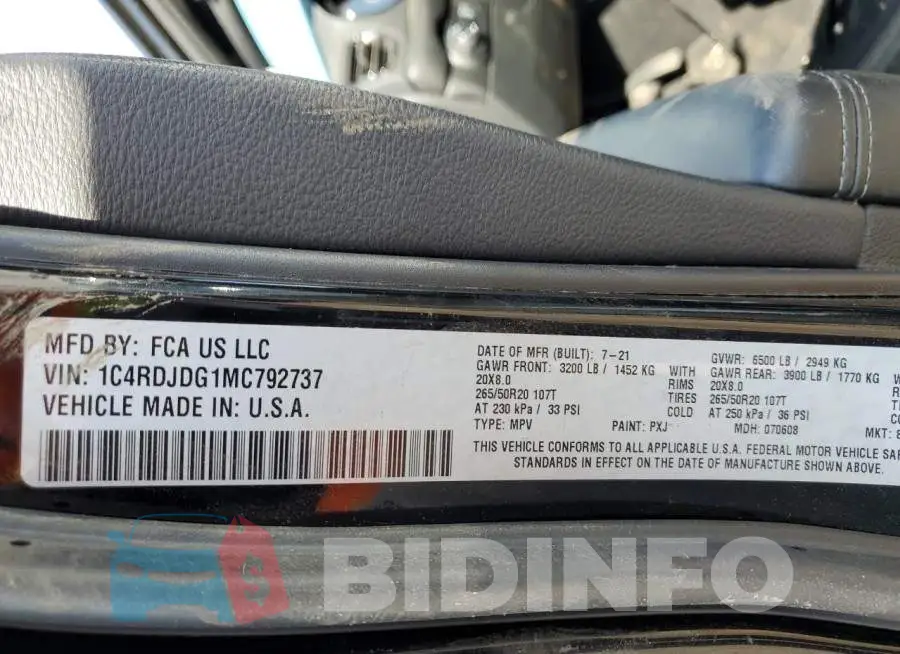 1C4RDJDG1MC792737 Photo# 13