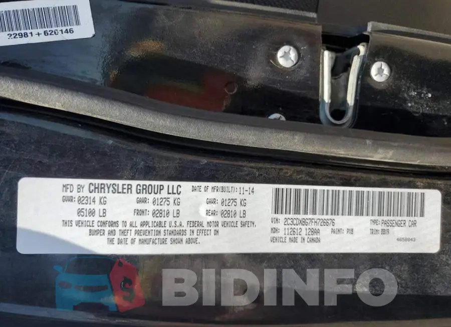 2C3CDXBG7FH726676 Photo# 12
