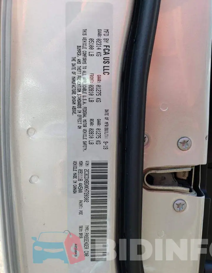 2C3CDXBGXKH720302 Photo# 13