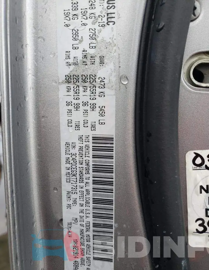 3C4PDCEG3KT717315 Photo# 13